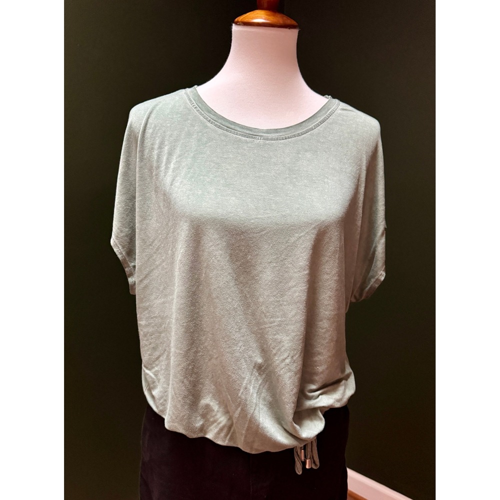 Cable‎ & Gauge Sage Green Sport Short Sleeve Drawstring Hem Top Women's L
